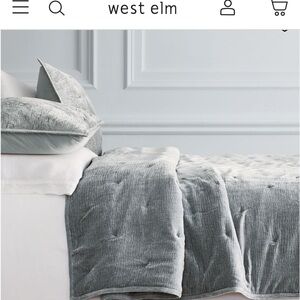 West Elm Gray Velvet Comforter Set